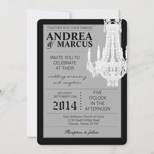 5x7 Faire-part de mariage de lustre de cristal Gli (Devant)