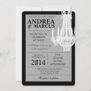 5x7 Faire-part de mariage de lustre de cristal Gli