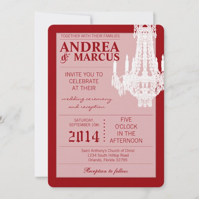 5x7 Faire-part de mariage de lustre de cristal Gli (Devant)
