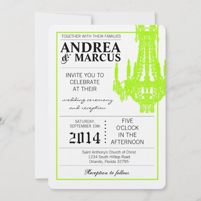 5x7 Faire-part de mariage de lustre de cristal Gli (Devant)