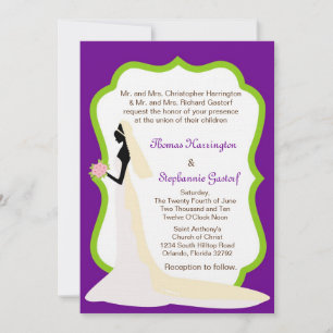 5x7 Faire-part de mariage de mariée violette
