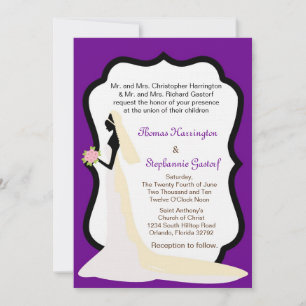 5x7 Faire-part de mariage de mariée violette foncé