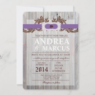 5x7 Faire-part de mariage de ruban diamant en bois