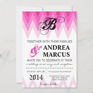 5x7 Faire-part de mariage rose Ombre Chevron