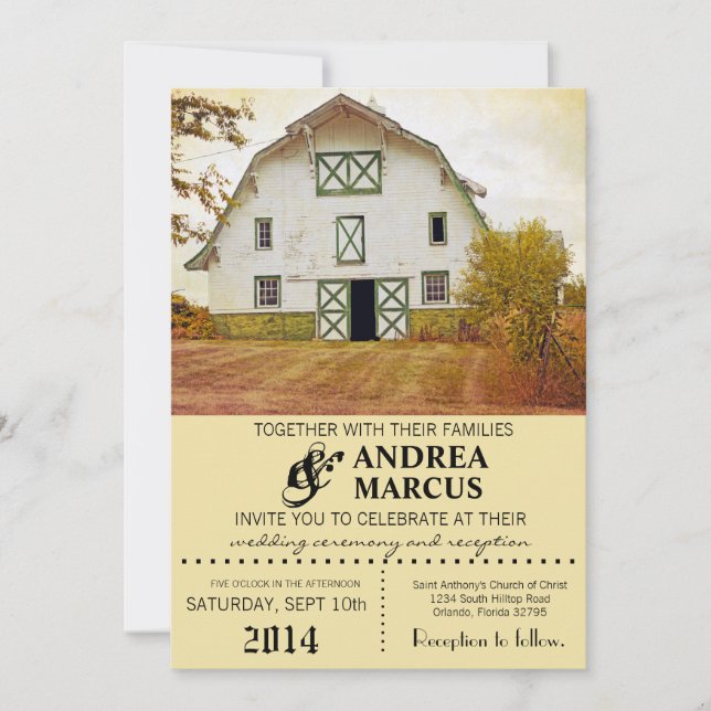 5x7 Faire-part de mariage Sunset Barne Pays rustiq (Devant)