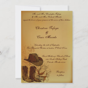 5x7 Faire-part de mariage Western Cowgirl Casquett