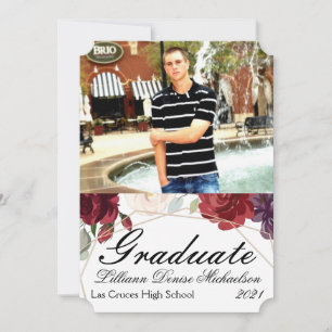 5x7 Faire-part principal Roses blanches Gold Géomé