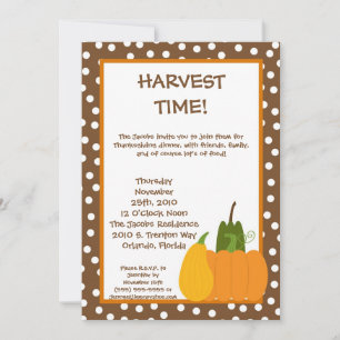 5x7 Fall Harvest Pumpkin Thanksgiving Invitation