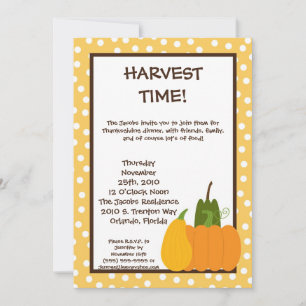 5x7 Fall Harvest Pumpkin Thanksgiving Invitation