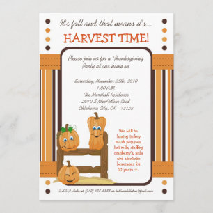 5x7 Fall Pumpkins Harvest Thanksgiving Invitation