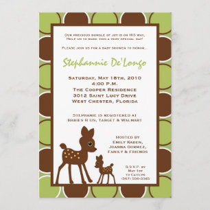 5x7 Forrest Momma Baby Deer Baby shower Invitation