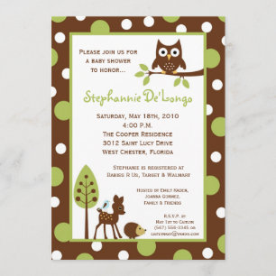 5x7 Forrest Woodland Animal Baby Shower Invitation