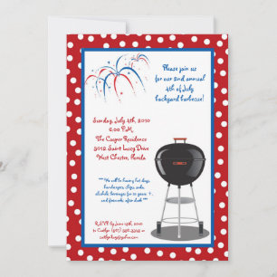 5x7 Fourth 4th of July Party Barbecue Invitation