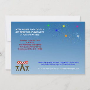 5x7 Fourth 4th of July Party Barbecue Invitation