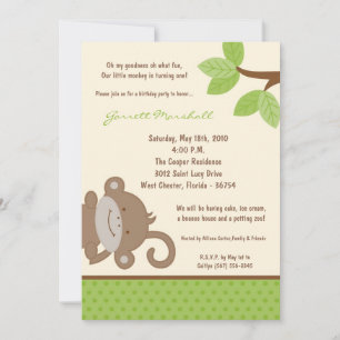 5x7 Funky Monkey Jungle Zoo Invitation d'anniversa
