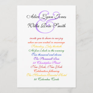5x7 Gay Wedding Rainbow LGBT Pride Basic Paper Invitation
