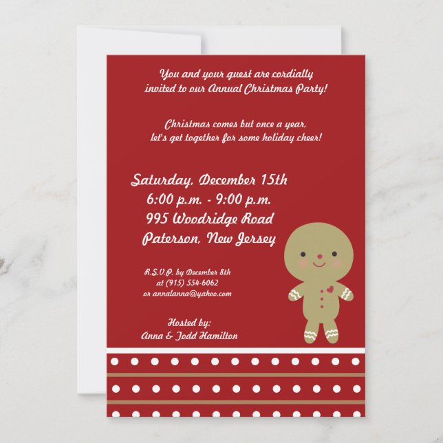 5x7 Ginger Bread Man Invitation (Front)