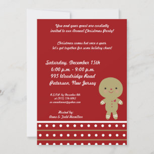 5x7 Ginger Bread Man Invitation