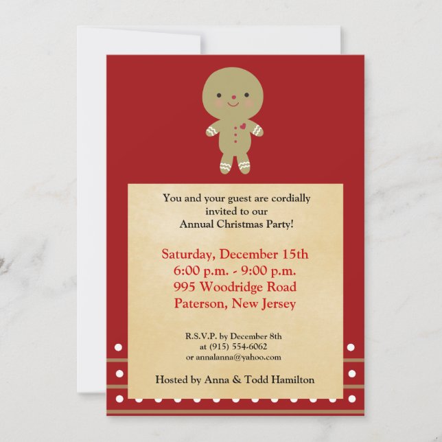 5x7 Ginger Bread Man Invitation (Front)