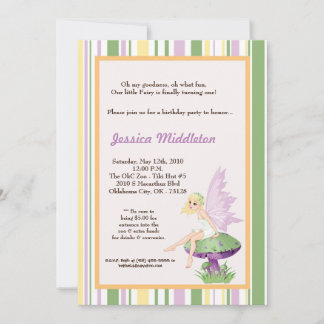 5x7 Girl Fairy Birthday Party Invitation