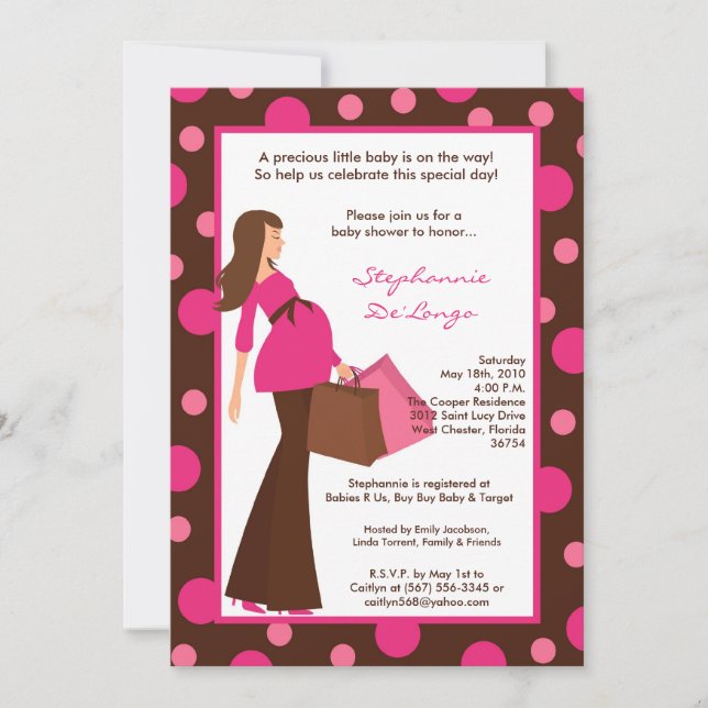 5x7 Girl Modern Mod Maman Baby shower Invitation (Devant)
