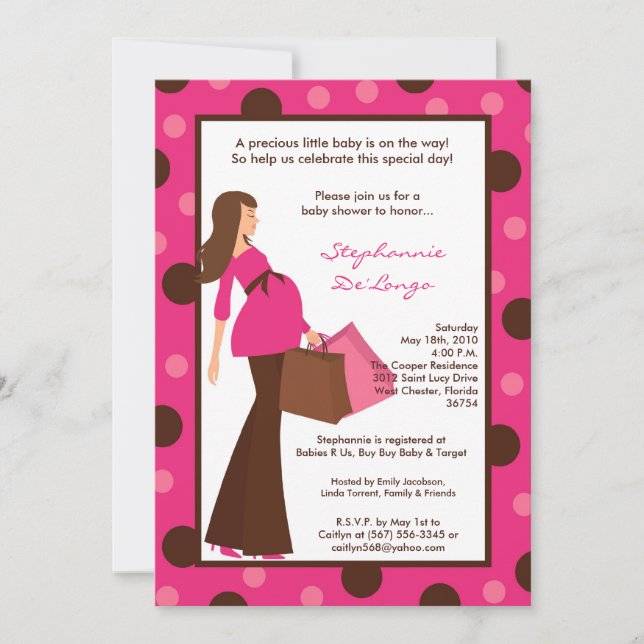 5x7 Girl Modern Mod Mom Baby Shower Invitation (Front)