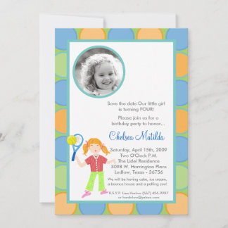 5x7 Girls Tenn Photo Birthday Shower Invitatio Save The Date
