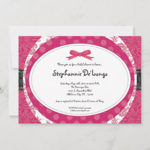 5x7 Girly Girl Pink Black Bridal Shower Invitation