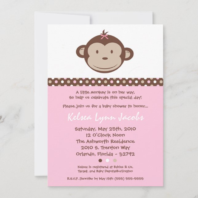 5x7 Girly Modern Mood Baby shower singe Invitation (Devant)