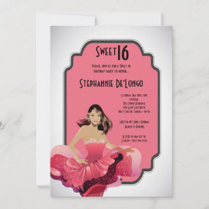 5x7 Glamor Girl Sweet 16 Anniversaire Invitation