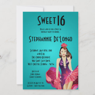 5x7 Glamor Girl Sweet 16 Anniversaire Invitation