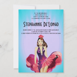 5x7 Glamour Girl Quinceanera Birthday Invitation