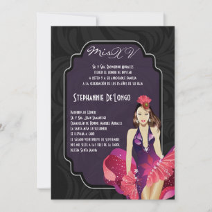 5x7 Glamour Girl Quinceanera Birthday Invitation