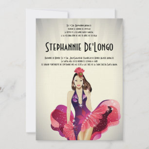 5x7 Glamour Girl Quinceanera Birthday Invitation