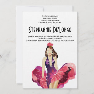 5x7 Glamour Girl Quinceanera Birthday Invitation