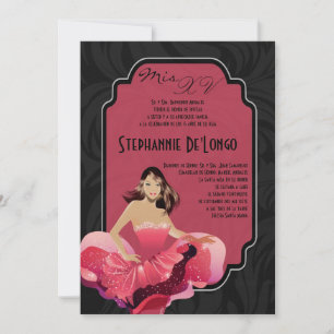5x7 Glamour Girl Quinceanera Birthday Invitation