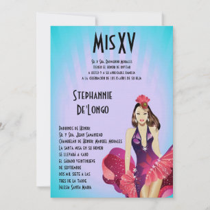 5x7 Glamour Girl Quinceanera Birthday Invitation