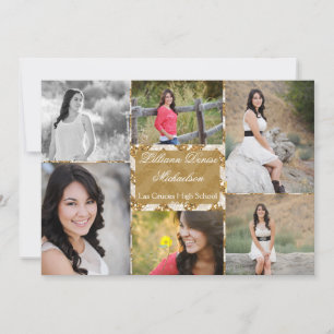 5x7 Gold Glitter Chevron Strip Senior Announcement