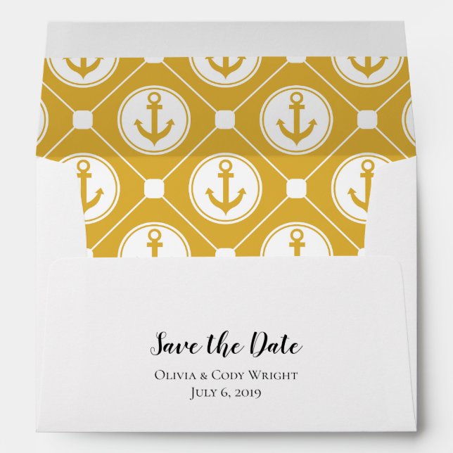 5x7 Gold White Nautical Save The Date Envelope (Back (Bottom))