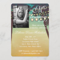 5x7 Graduation Part Invitation Beach Sunset Palm T