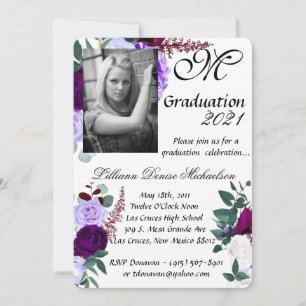 5x7 Graduation Part Invitation Lavender Hibiscus o