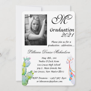 5x7 Graduation Partie Invitation Boho Llama Bohemi