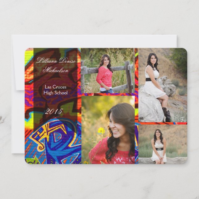 5x7 Graffiti Paint Air Brush Senior Announcement (Front)