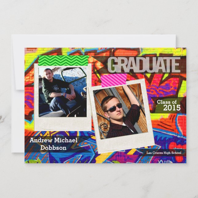 5x7 Graffiti Paint Air Brush Senior Announcement (Front)