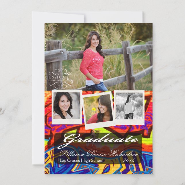 5x7 Graffiti Paint Air Brush Senior Announcement (Front)