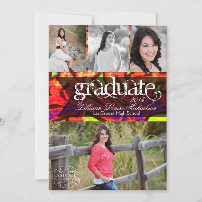 5x7 Graffiti Paint Air Brush Senior Announcement (Front)