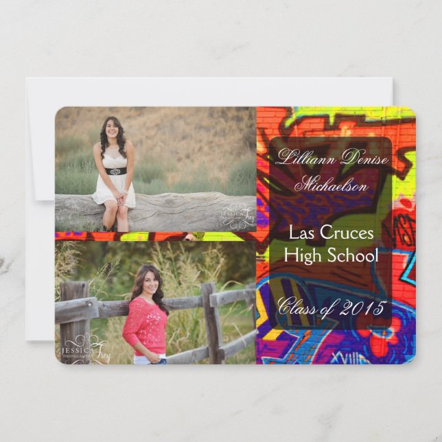 5x7 Graffiti Paint Air Brush Senior Announcement (Front)