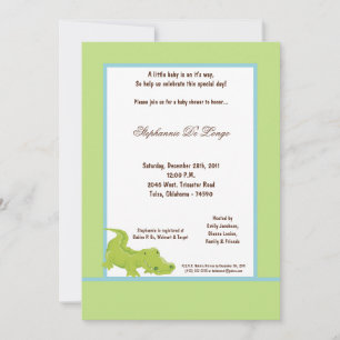 5x7 Green Aligator Baby Shower Invitation