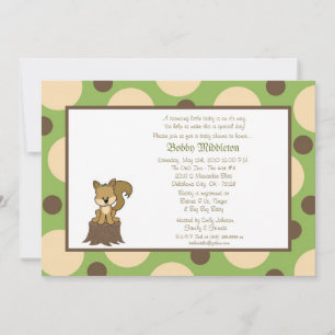 5x7 Green & Brown Squirell Baby Shower Invitation