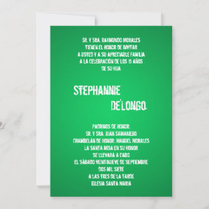 5x7 Green DJ Spin Turntable Quinceanera Invitation